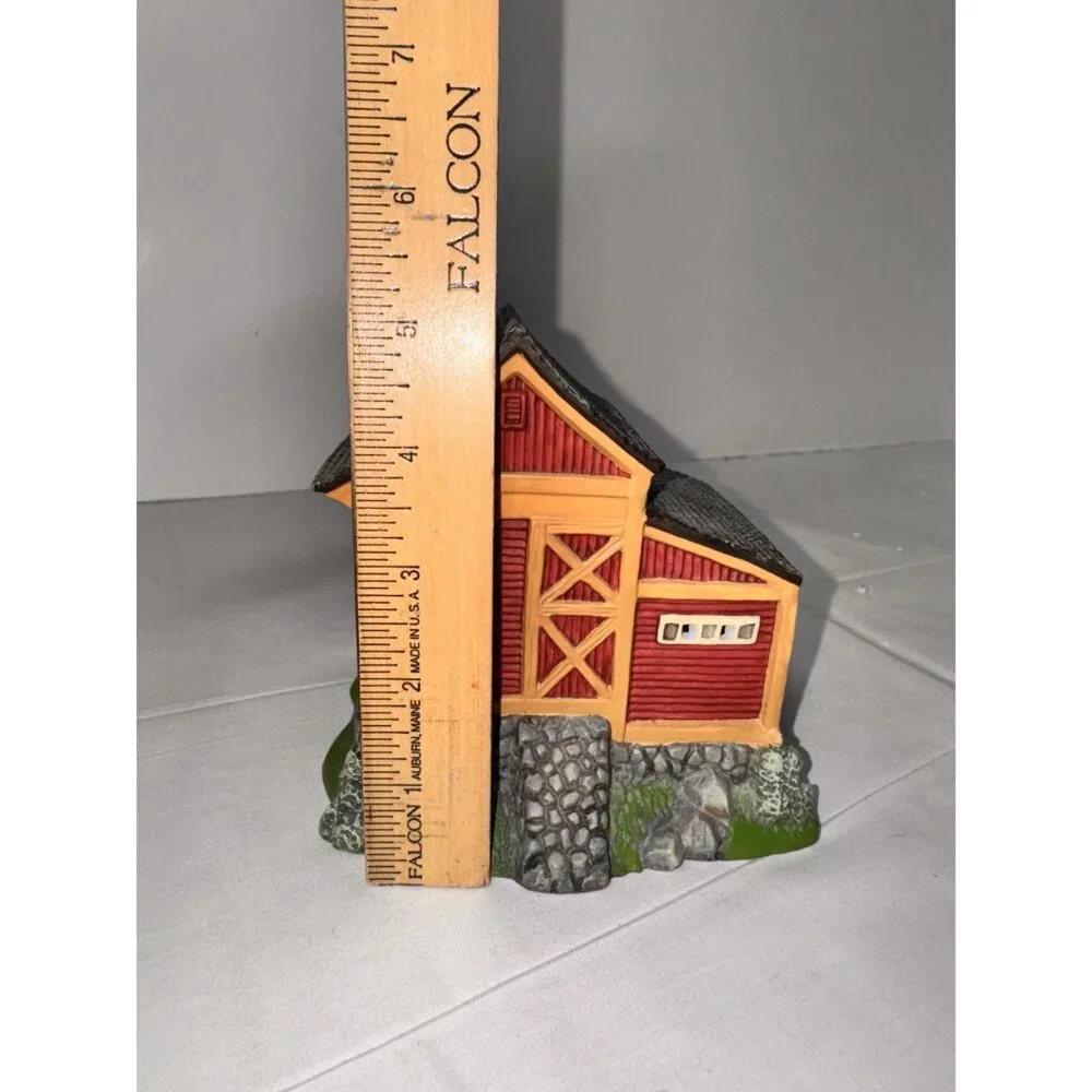 Handcrafted Ceramic Red Barn Figurine Rustic Design Approx. 5.5" Height 5.75" Wi - Picture 5 of 6